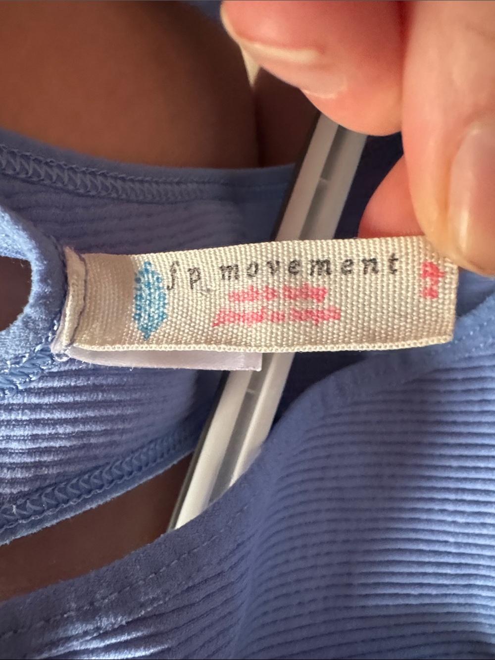 Free People Movement Ribbed V-Neck Racerback Crop Tank Top Light Blue Small - Picture 2 of 5